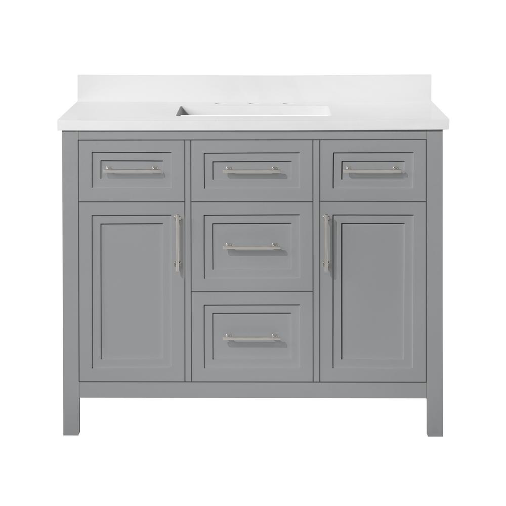 Home Decorators Collection Mayfield 42 in. W x 22 in. D Vanity in American Gray with Cultured Marble Vanity Top in White with White Basin