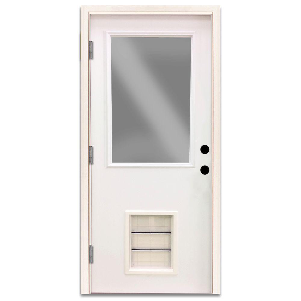 Steves Sons Premium Half Lite Primed White Steel Back Door 30 In