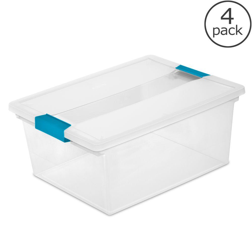 Sterilite 11 1/2 Qt. Deep Clip Box Storage Tote (4Pack)19658604 The