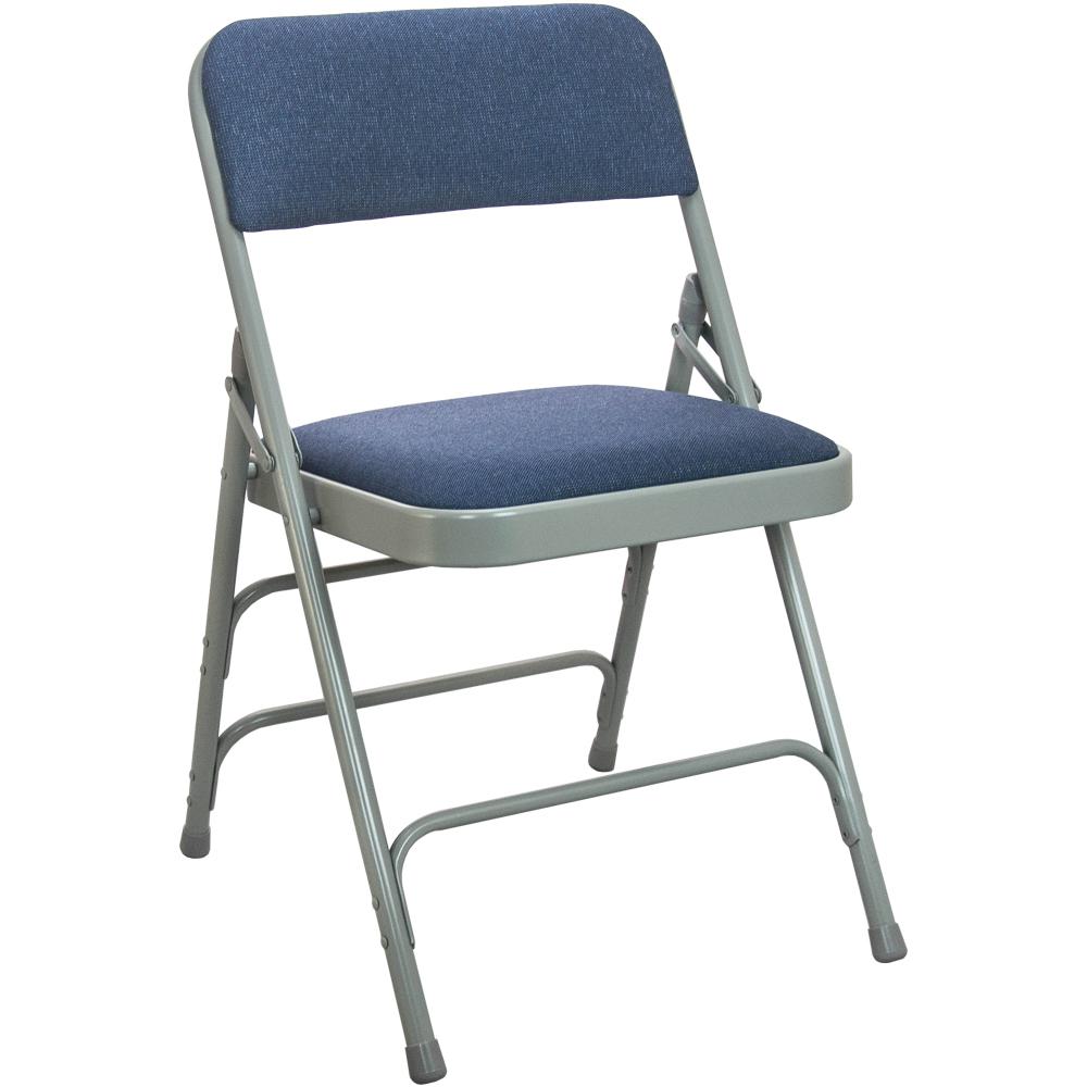 Blue Folding Tables Chairs Furniture The Home Depot 1 In Navy Blue Fabric Seat With Grey Padded Metal Folding Chair