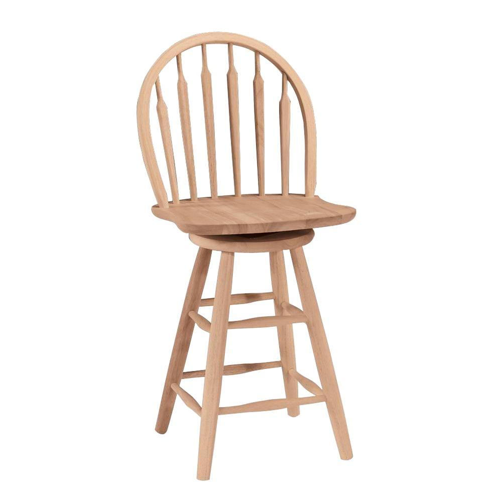 International Concepts 24 in. Unfinished Wood Swivel Bar StoolS612