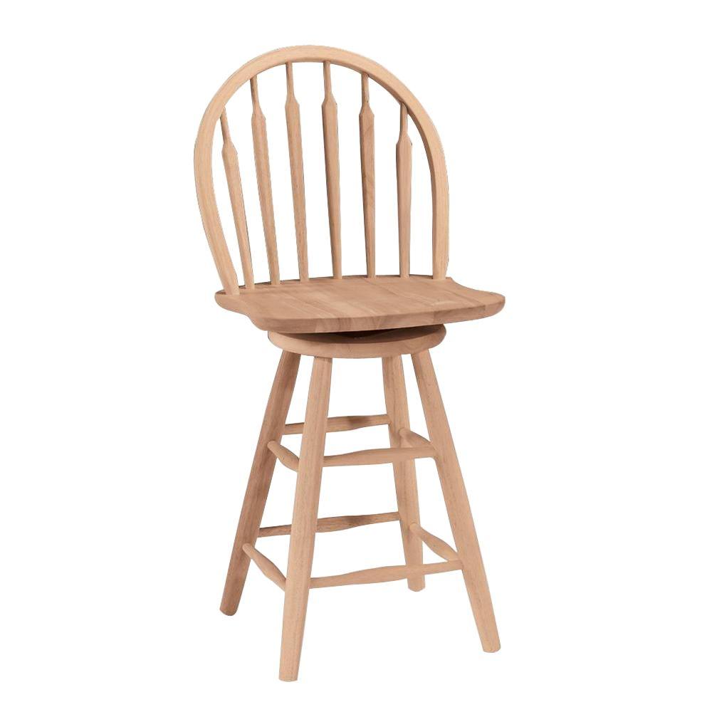 International Concepts 24 In Unfinished Wood Swivel Bar Stool S 612 The Home Depot