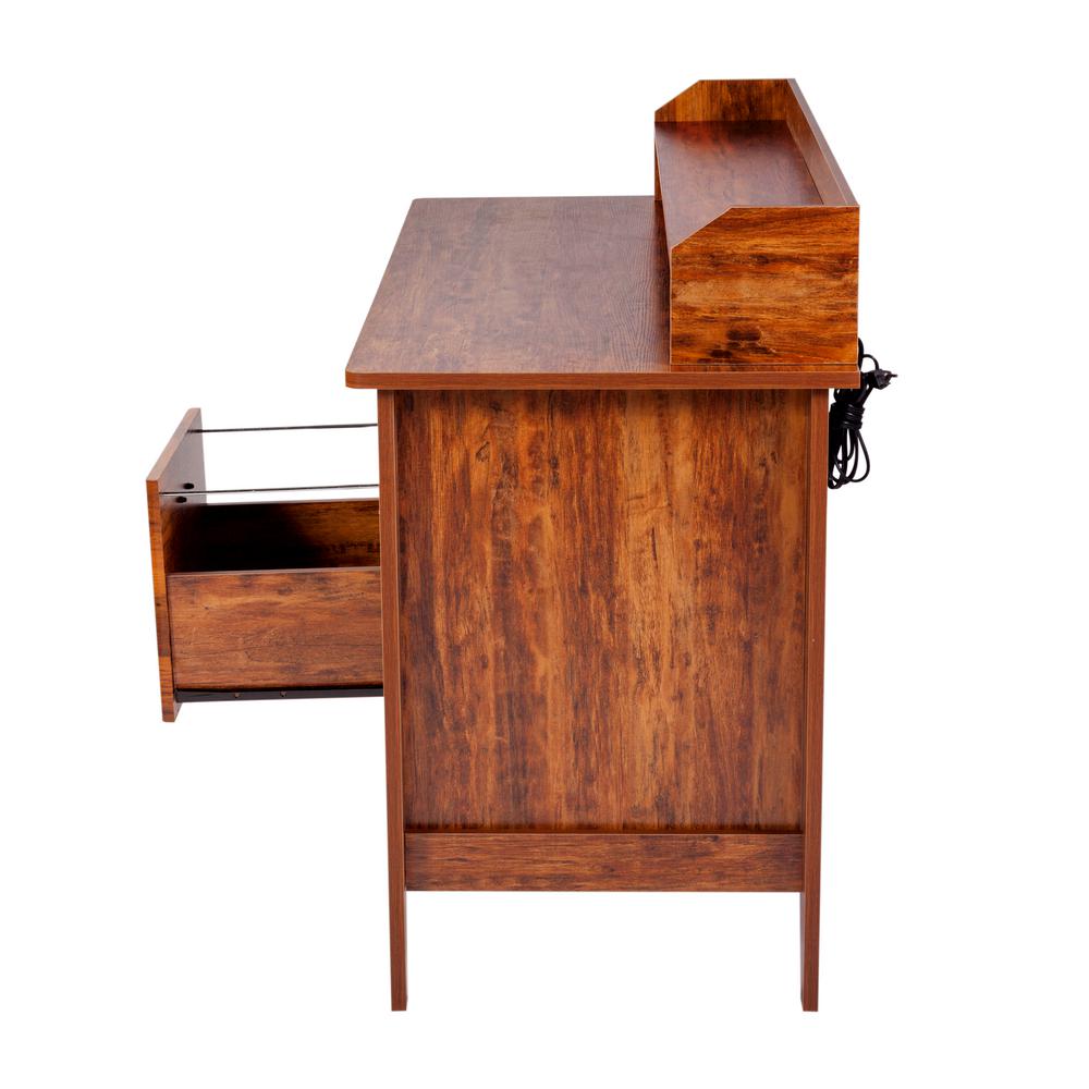 Onespace Eleanor Golden Cherry Executive Desk With Hutch Usb And