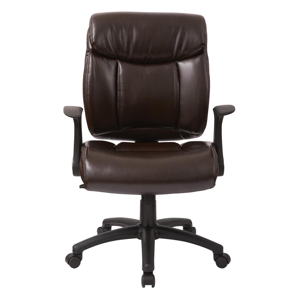 Work Smart Chocolate Faux Leather Managers Chair with Builtin Lumber