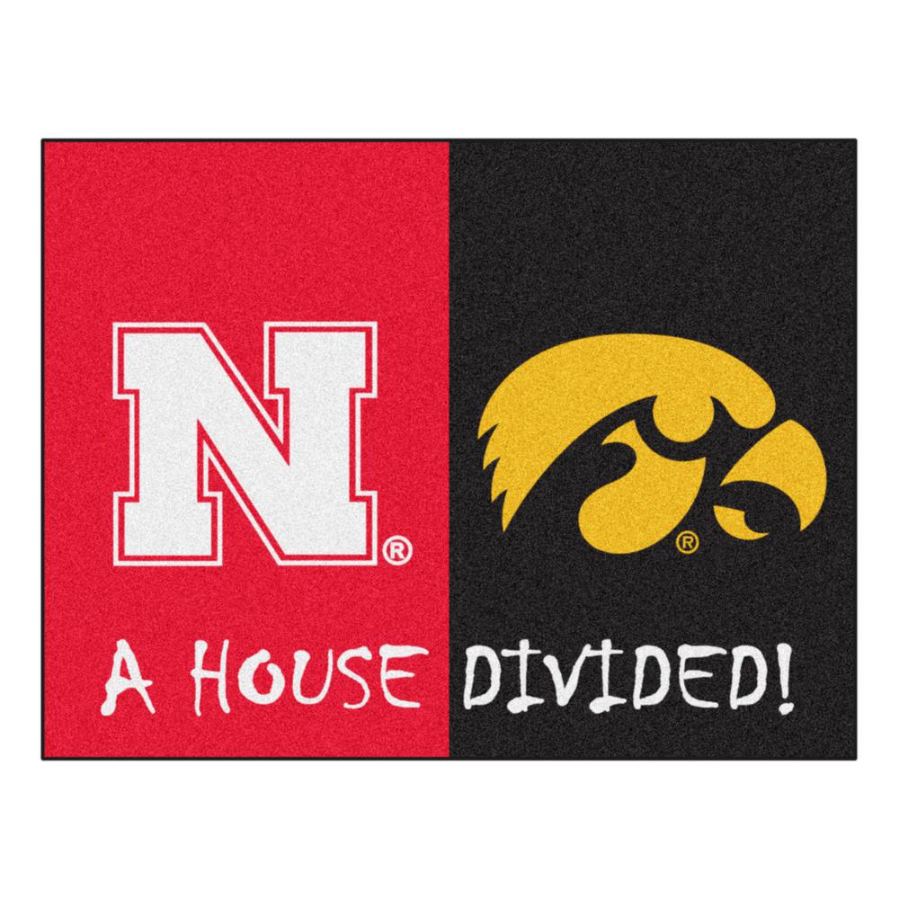 Fanmats Ncaa House Divided Nebraska Iowa 33 75 In X 42 5 In House Divided Mat Area Rug