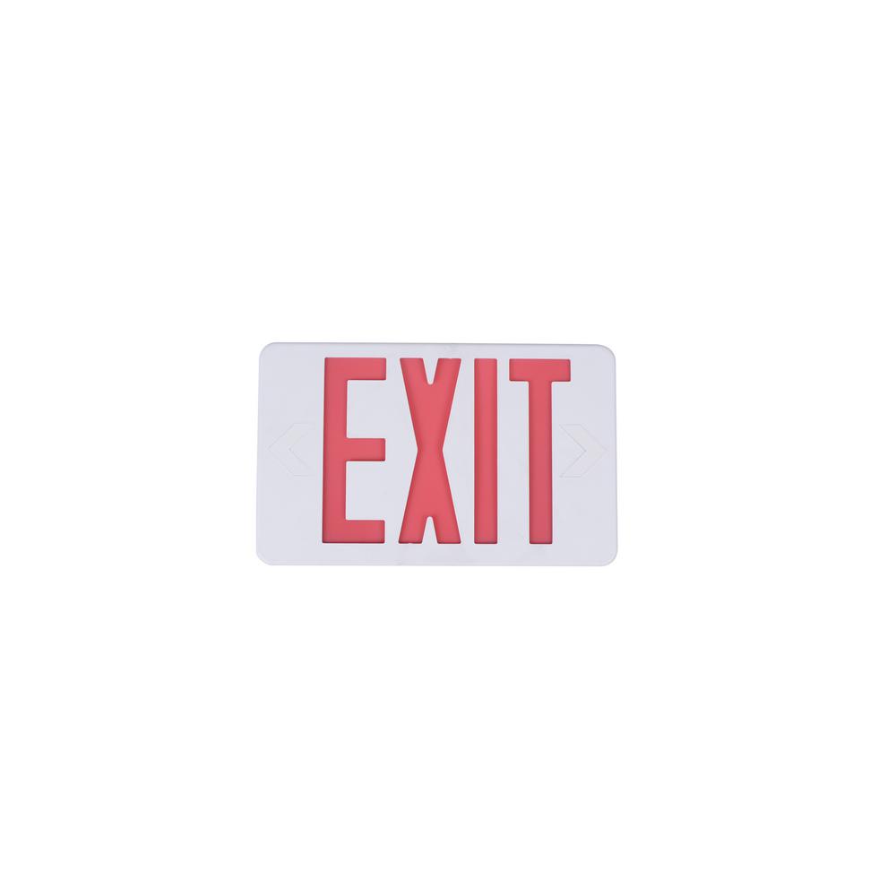 Commercial Electric 14 Watt Equivalent Integrated Led White Exit Sign With Ni Cad 4 8 Volt Battery Exledrg120277 The Home Depot