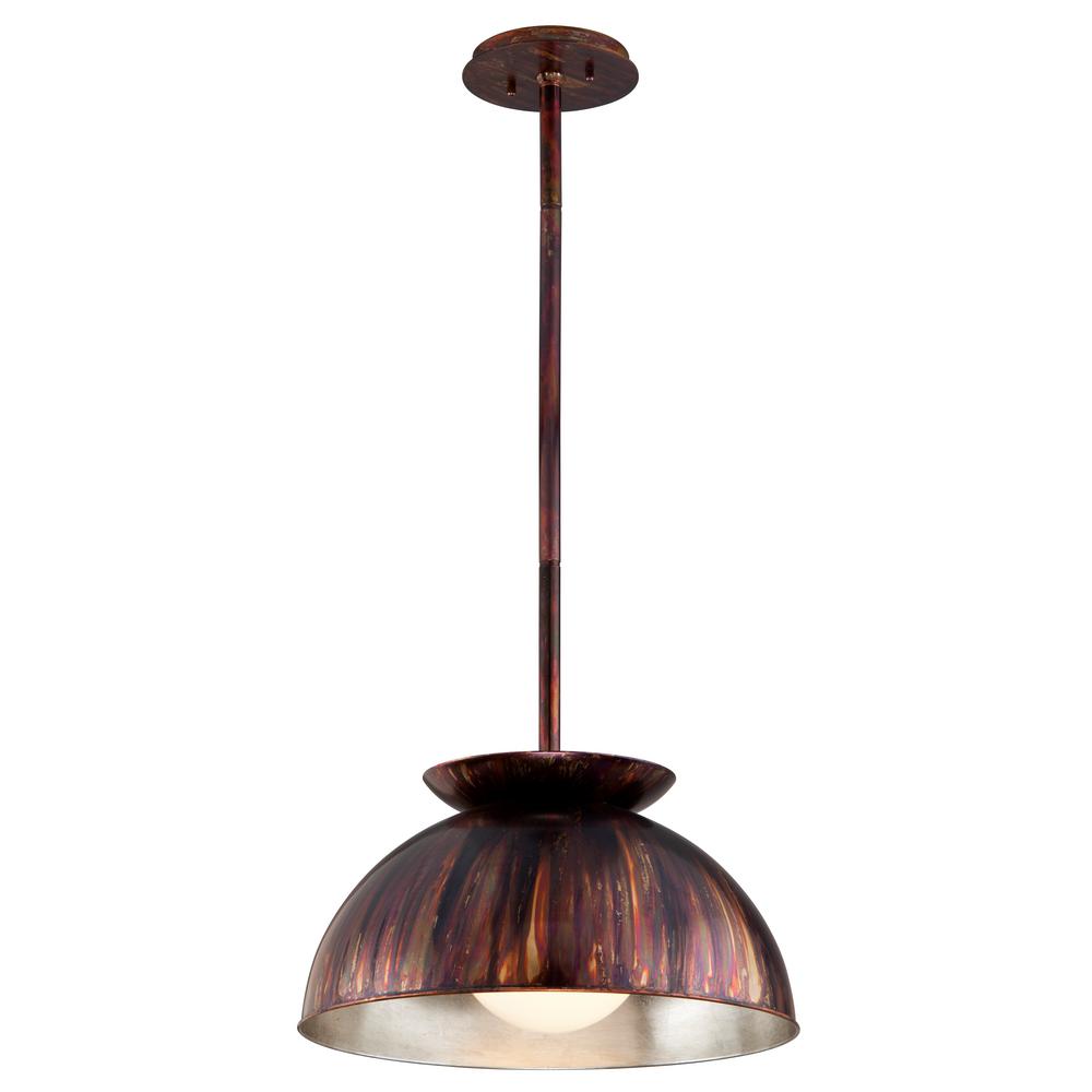 Troy Lighting Library 1 Light Copper Patina Exterior With Silver Troy Lighting Library 1 Light Copper Patina Exterior With Silver Leaf Interior Pendant