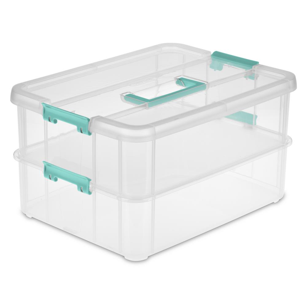 Craft Storage Organization The Home Depot Stack And Carry 2 Layer Storage Organizer