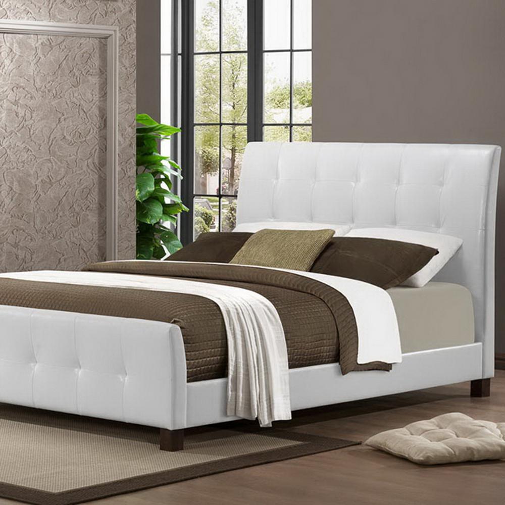 Baxton Studio Amara Transitional White Faux Leather Upholstered Baxton Studio Amara Transitional White Faux Leather Upholstered Queen Size Bed 28862 4628 Hd The Home Depot