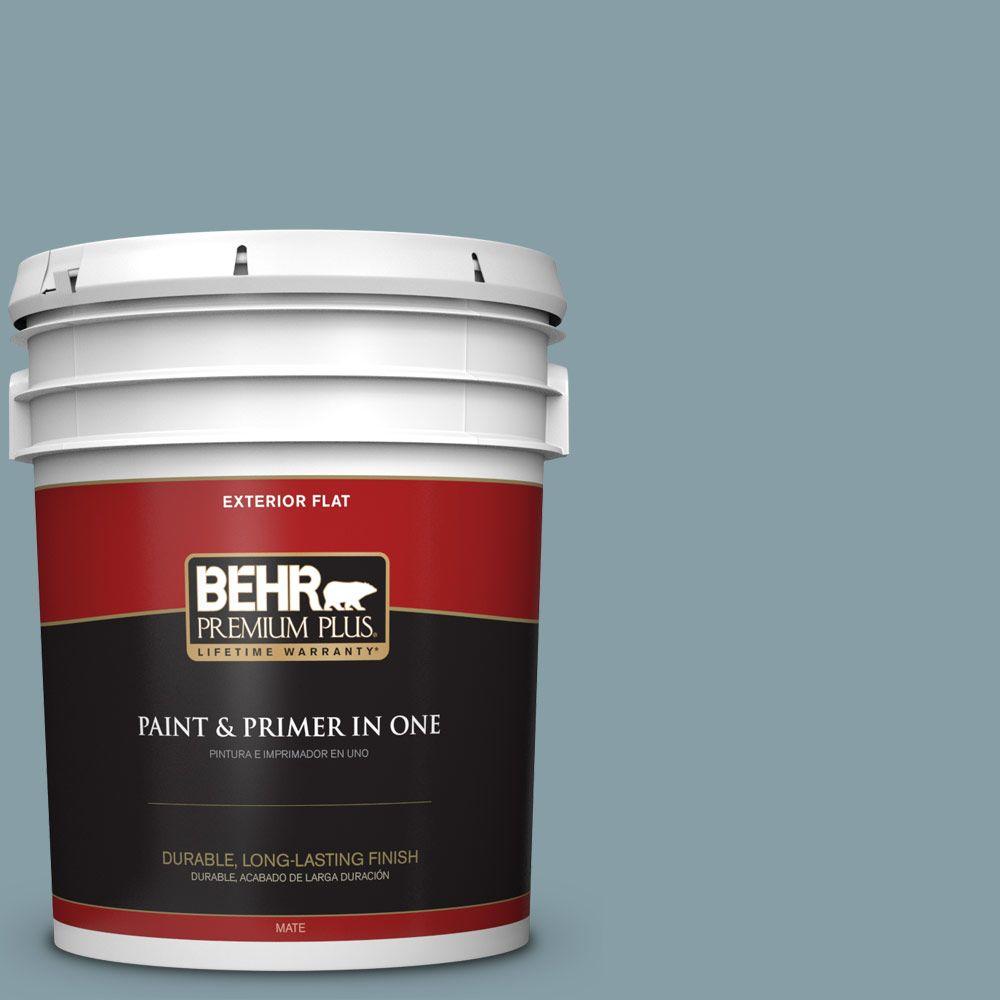 BEHR Premium Plus 5gal. BNC18 Aqua Gray Flat Exterior Paint440005