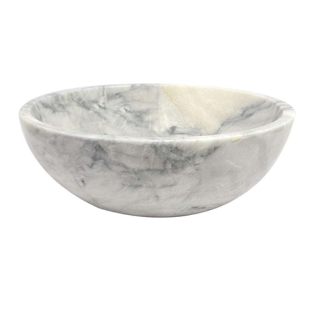 Onyx Marble Designs Round Marble Stone Vessel Sink In Light Grey