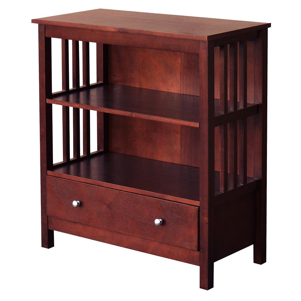 DonnieAnn Hollydale Chestnut 1Bottom Drawer Bookcase 328 The Home Depot