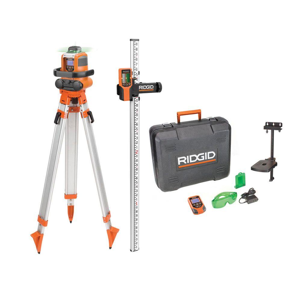 RIDGID Green Auto Leveling Rotary Laser Level Kit-GRL9202 - The Home Depot