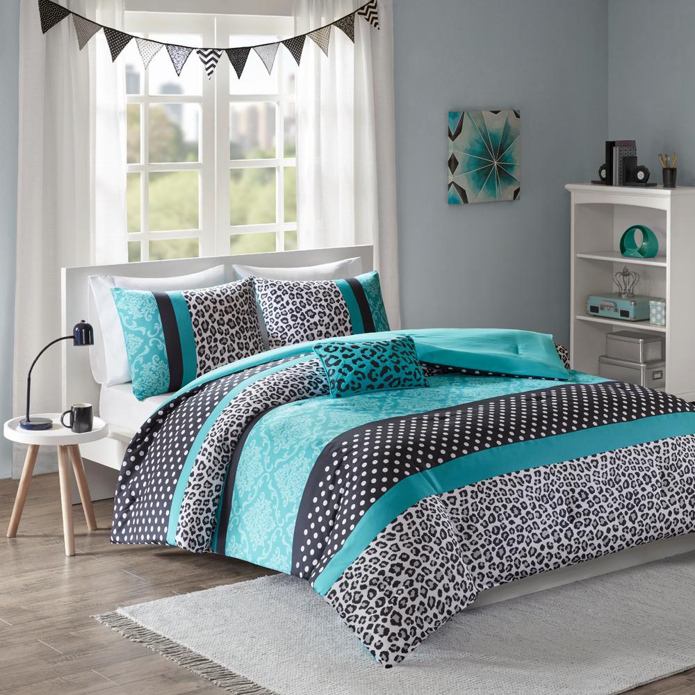 Mi Zone Camille 4 Piece Teal King Comforter Set Mz10 483 The