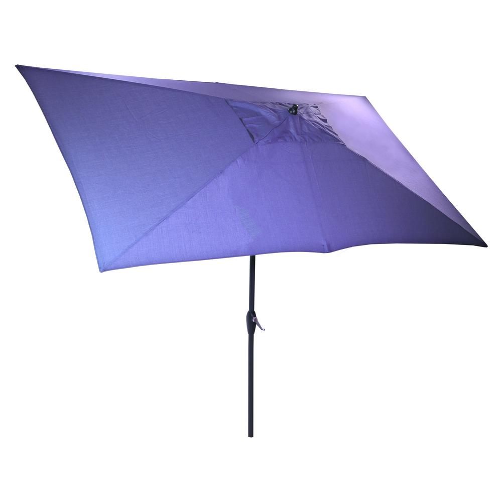 Hampton Bay 10 ft. x 6 ft. Aluminum Market Patio Umbrella in Denim with