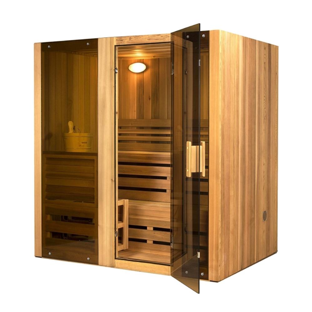 ALEKO 3Person Hemlock Electric Heater Sauna with Heated RocksSTI3HEM