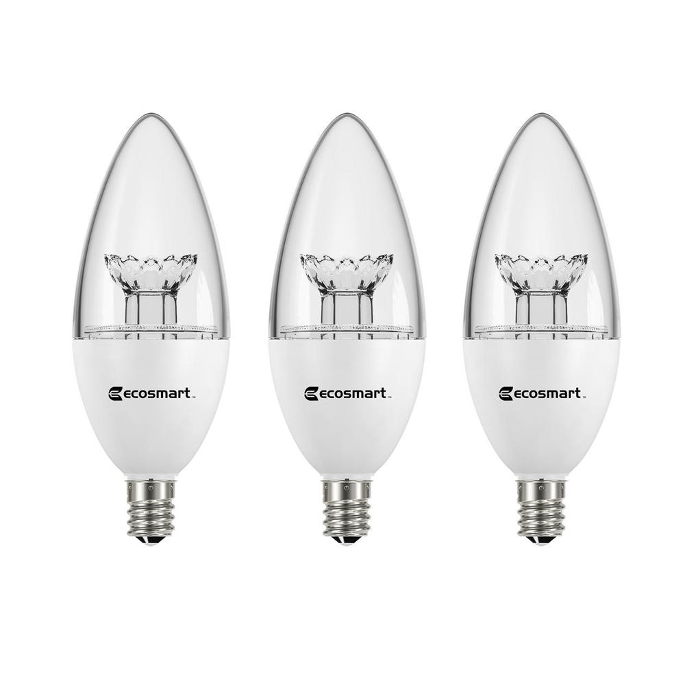 EcoSmart 60-Watt Equivalent B11 Dimmable Clear Blunt Tip Decorative ...