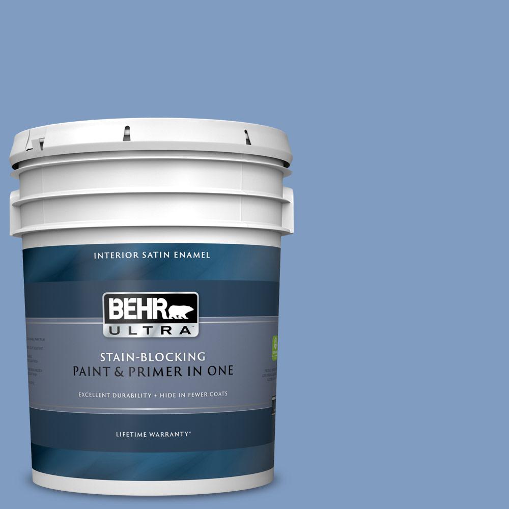 BEHR ULTRA 5 gal. M5304 Washed Denim Satin Enamel Interior Paint and