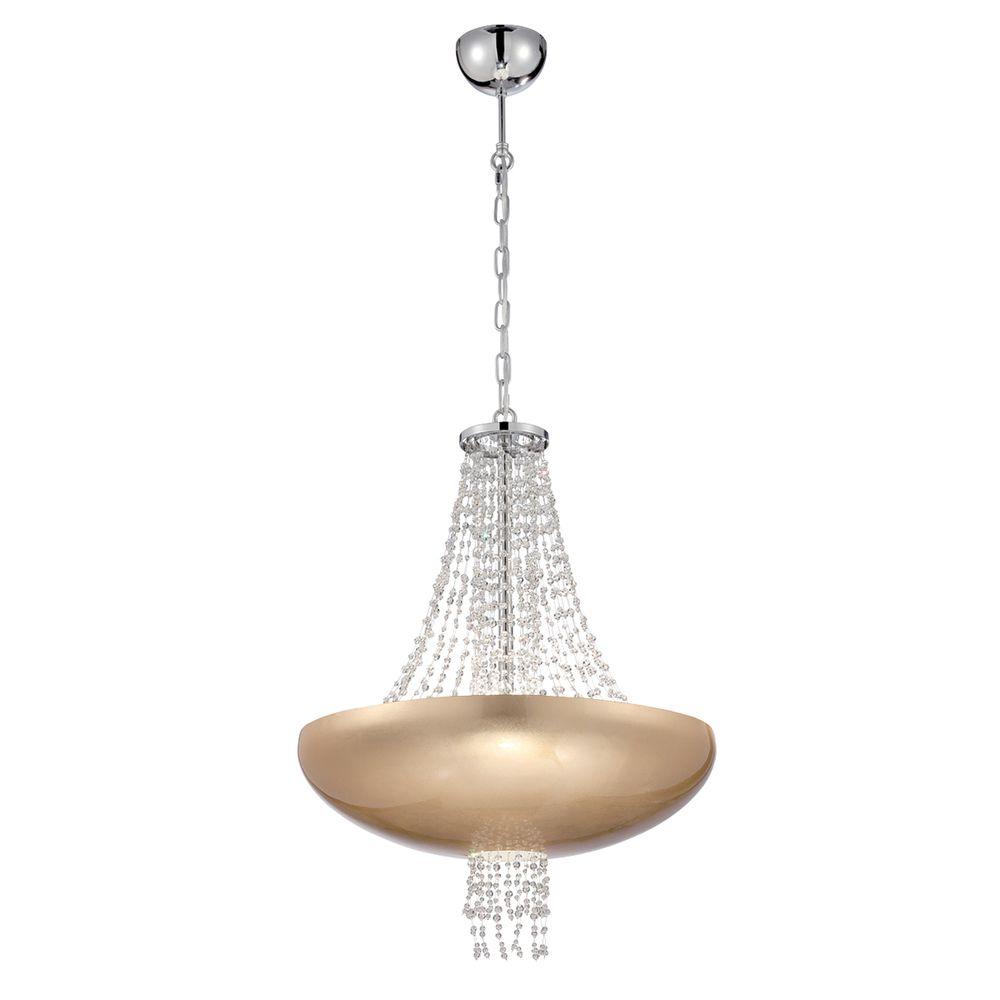 Gold Crystal Pendant Lights Lighting The Home Depot Lopez Collection 9 Light Gold Pendant