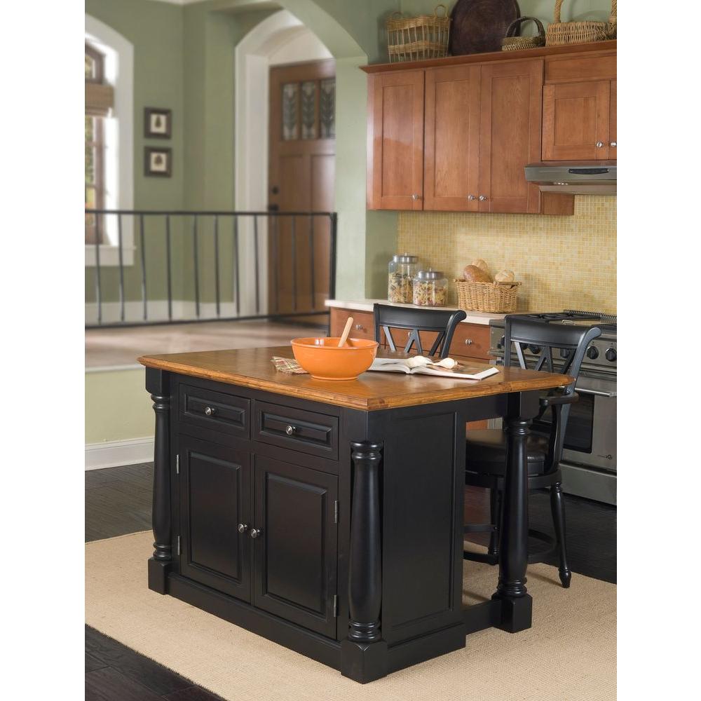 Home Styles Monarch Black Kitchen Island With Seating 5008 948