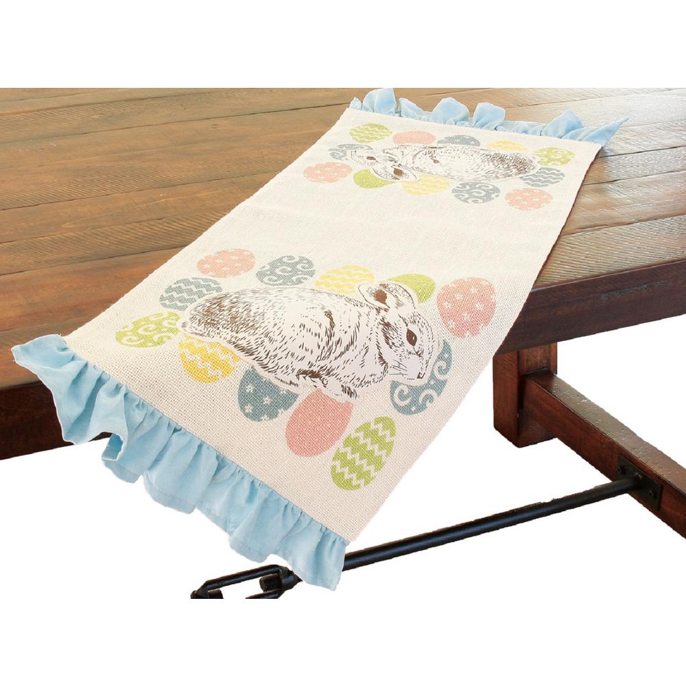 Xia Home Fashions Bunny Eggs 13 5 In X 36 In Cream Printed Applique Jute Easter Table Runner Xd151511336 The Home Depot