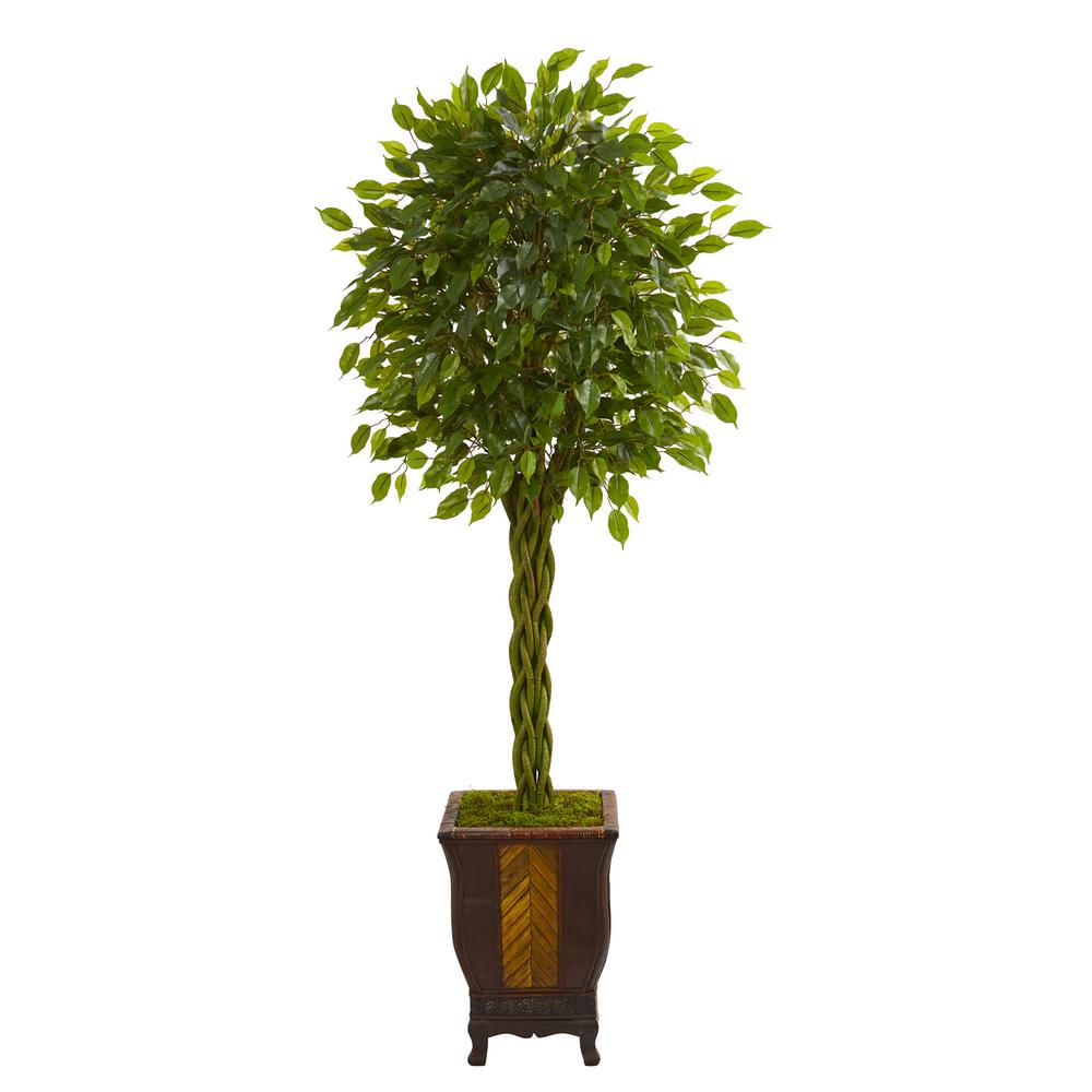 artificial tree braided indoor decorative ft ficus plant planter high nearly natural plants category hover zoom
