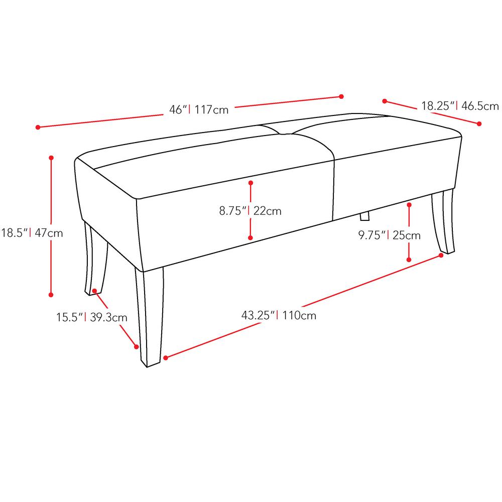 Corliving Antonio 46 In Wide Bench In White Bonded Leather Lad
