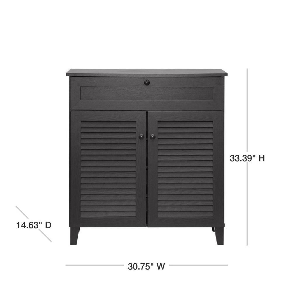 Baxton Studio Calvin Wood Shoe Storage Cabinet In Dark Brown Espresso 28862 5305 Hd The Home Depot