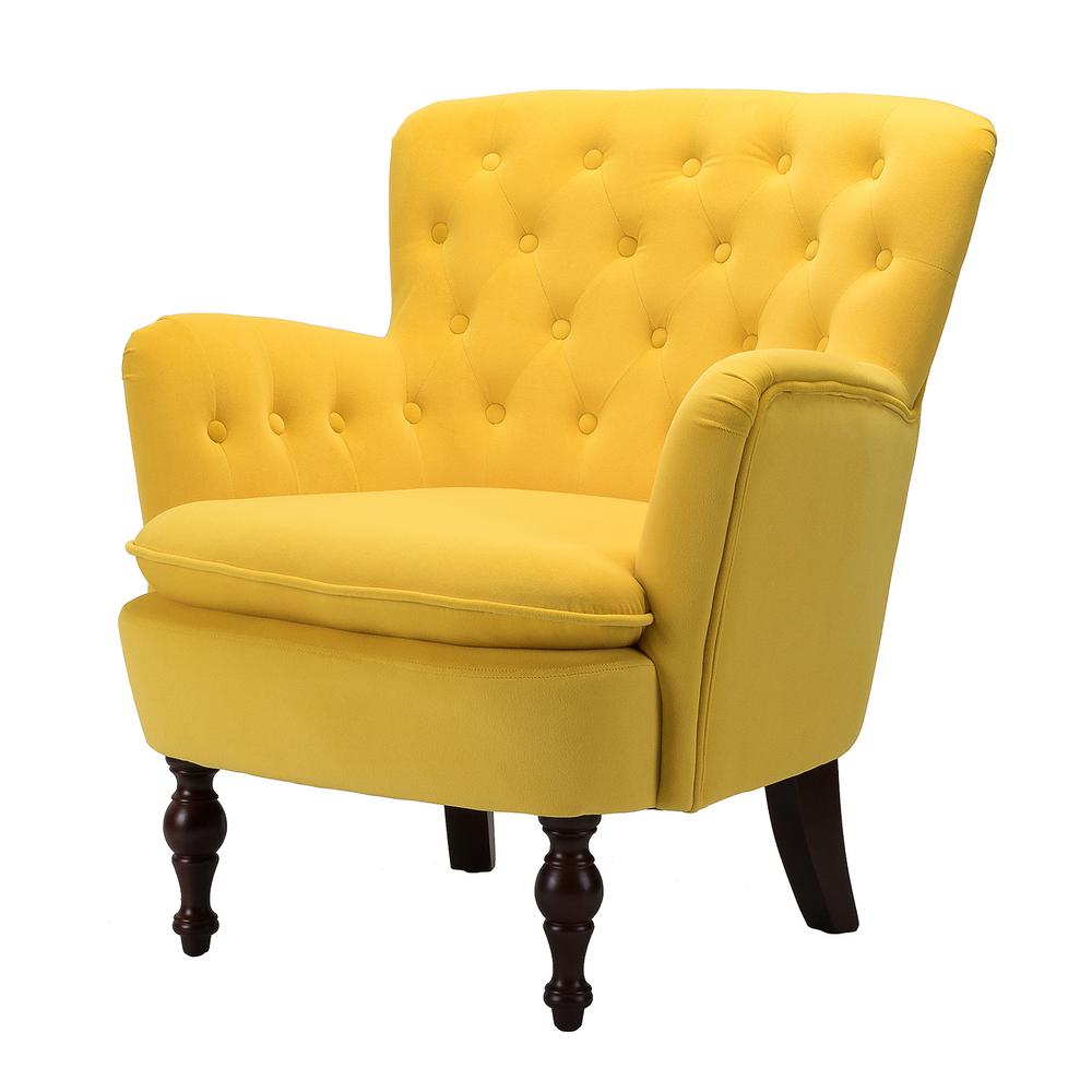 JAYDEN CREATION Isabella Yellow Tufted Accent Chair-HM1126-YELLOW - The