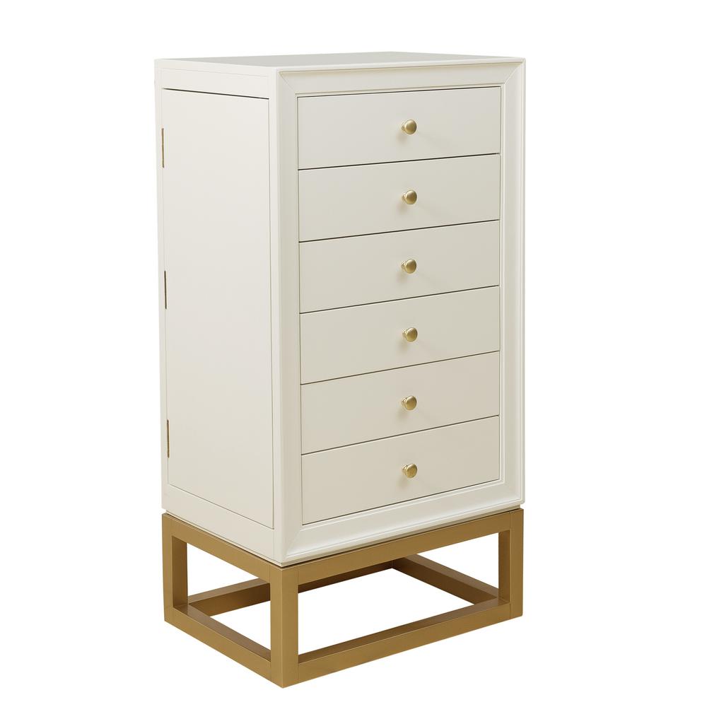 Homefare Modern White And Gold 6 Drawer Jewelry Armoire Ds D229