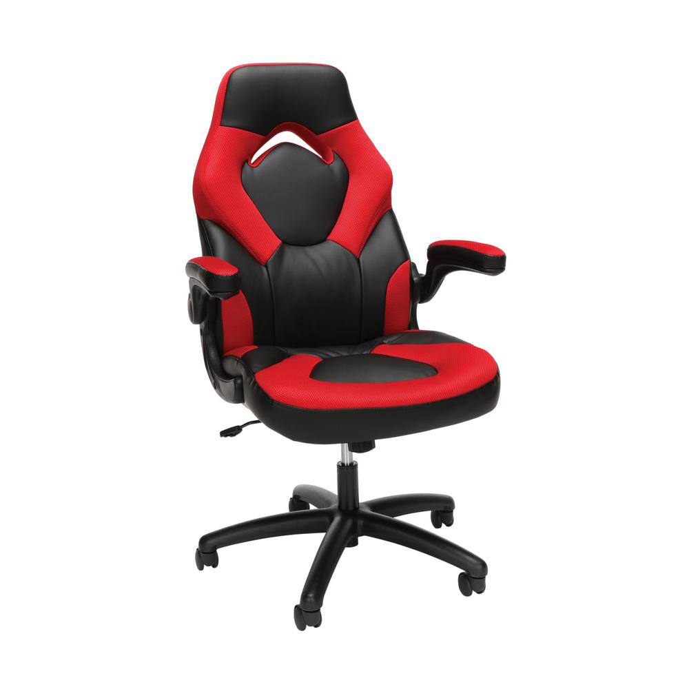 OFM Essentials Collection Racing Style Bonded Leather Gaming Chair, in Red (ESS-3085-RED)-ESS 