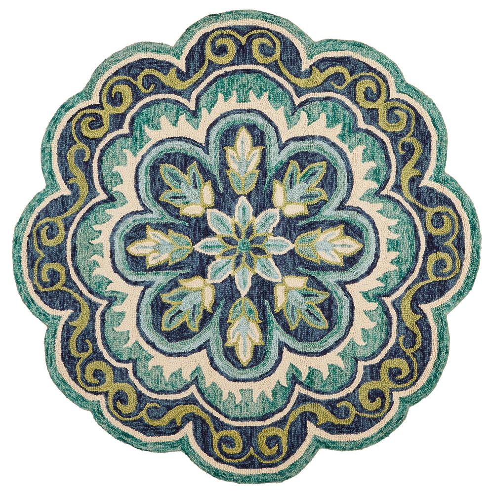 LR Home Dazzle Floral Green 4 Ft. x 4 Ft. Indoor Area Rug