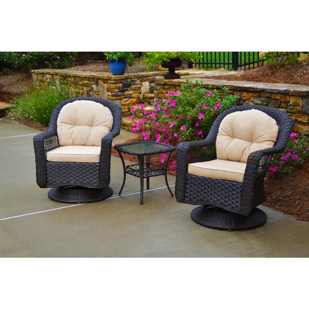 Tortuga Outdoor Biloxi 3 Piece Espresso Wicker Outdoor Glider With