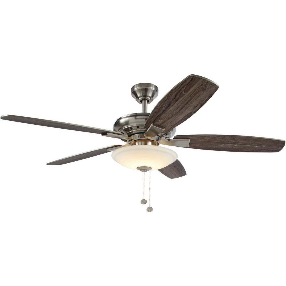 Hampton Bay Menage 52 In Integrated Led Indoor Low Profile Brushed Nickel Ceiling Fan With Light Kit