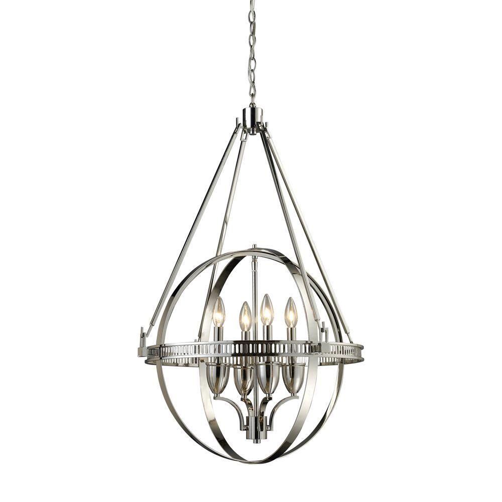 Cage Mid Century Modern Chandeliers Lighting The Home Depot Hemispheres 4 Light Polished Nickel Ceiling Mount Chandelier
