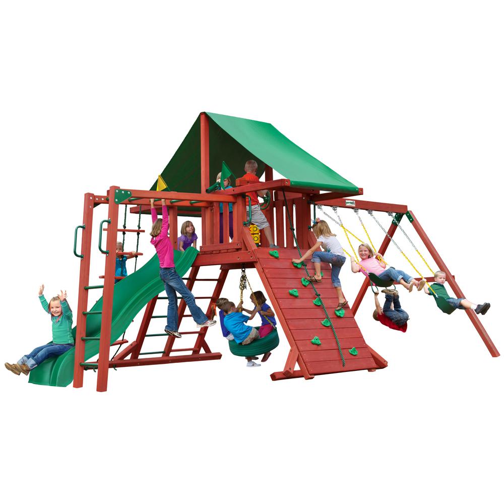 Sun Valley Ii Wooden Swing Set With Monkey Bars