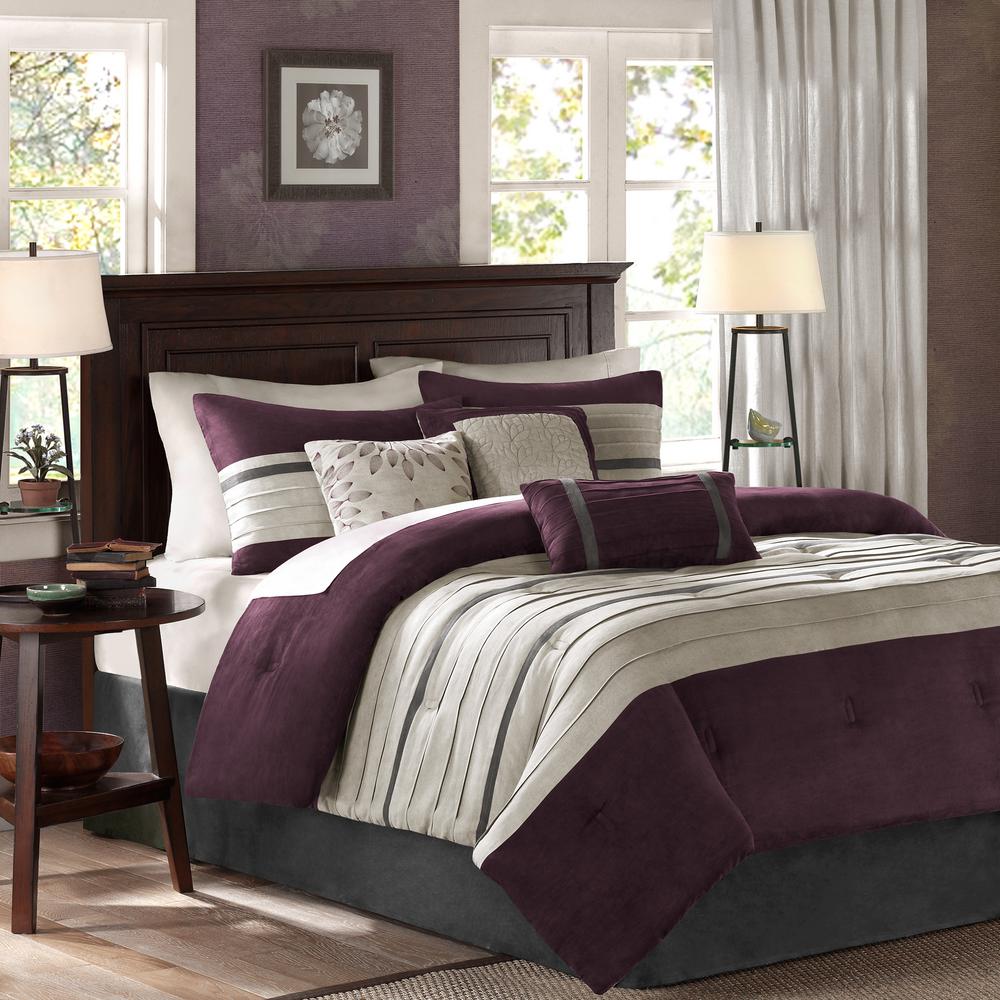 Madison Park Teagan 7 Piece Plum Queen Comforter Set Mp10 304