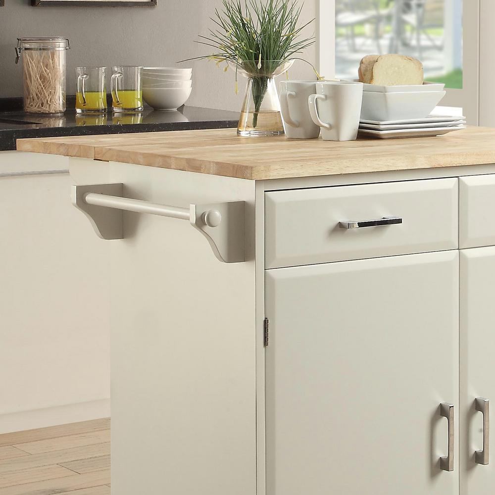 Usl Townville Polar White Kitchen Cart With Drop Leaf Sk19251a Pw