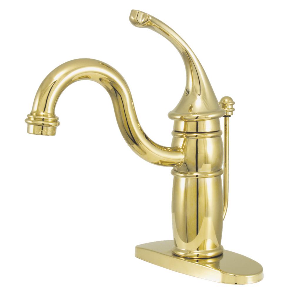 Kingston Brass Georgian Single Hole Single Handle Bathroom Faucet In   Polished Brass Kingston Brass Single Handle Bathroom Sink Faucets Hkb1402gl 64 1000 