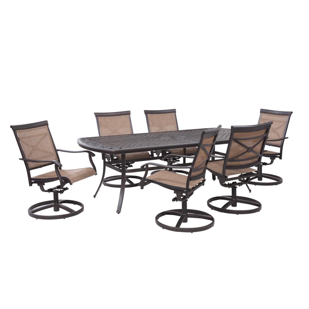 Cast Aluminum Hampton Bay Patio Dining Furniture Covina 7 Piece Aluminum Outdoor Dining Set