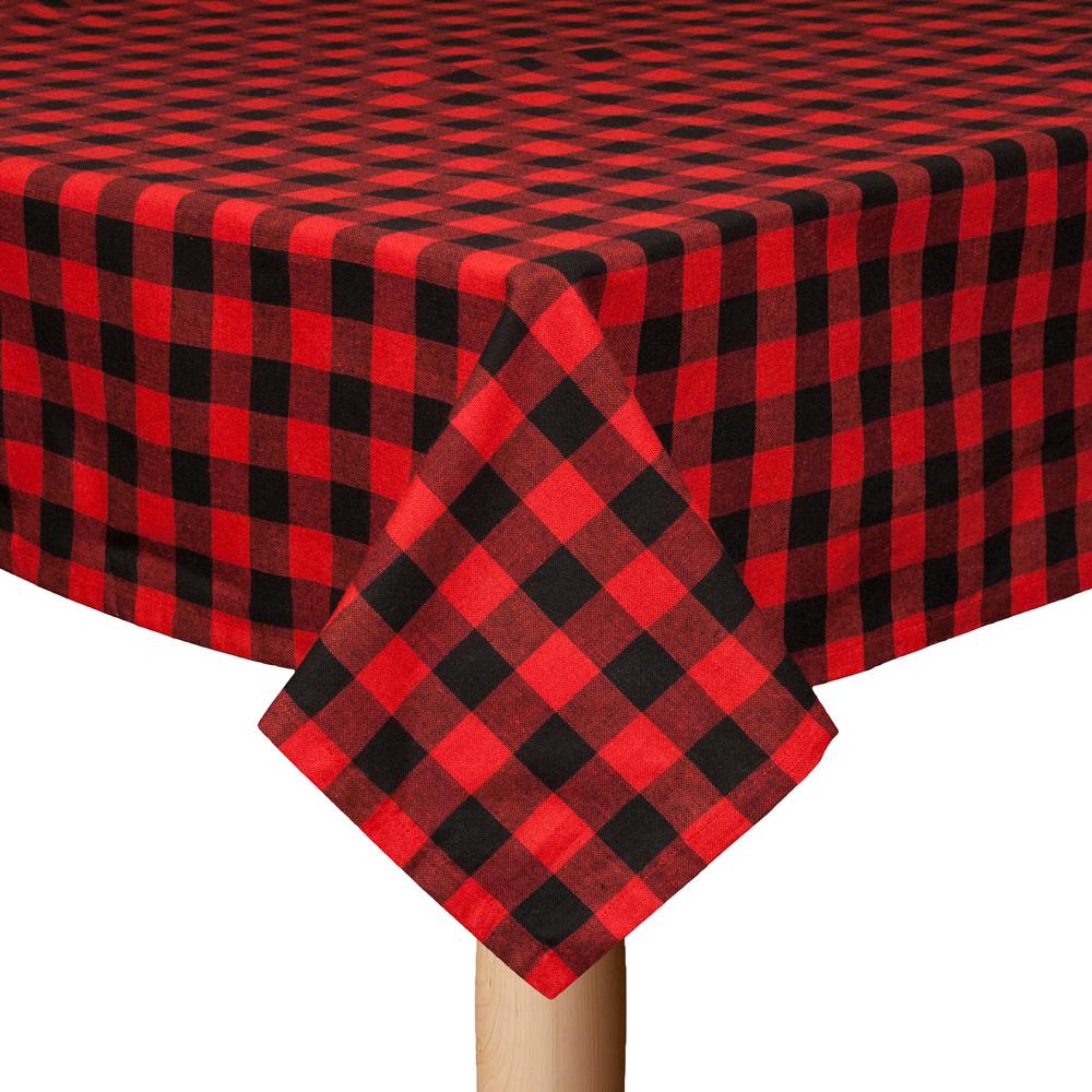 Lintex Buffalo Check 70 In Round Black Red 100 Cotton Table Cloth Round Black Red 100 Cotton Table Cloth For Any 442896 The Home Depot
