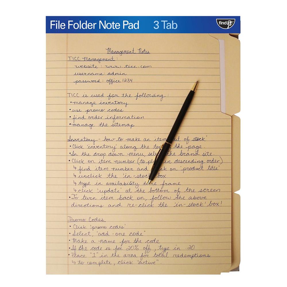 Find It 12 Count File Folder Note Pad in Manila by Find It