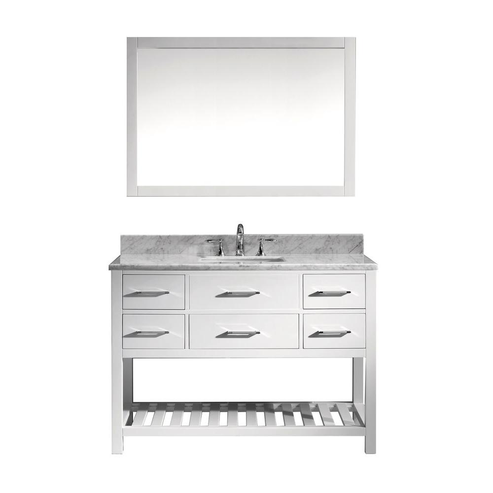 Virtu USA Caroline Estate 49 in. W Bath Vanity in White with Marble