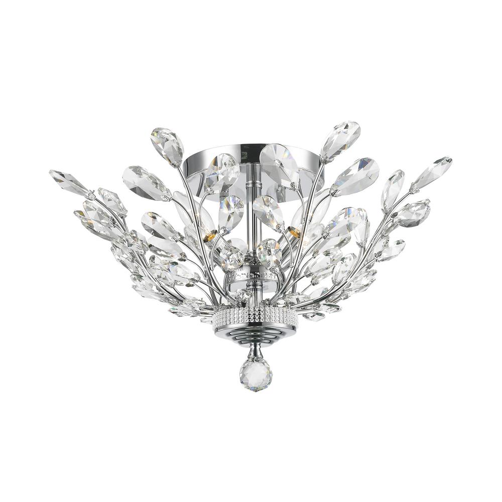 Worldwide Lighting Aspen 4 Light Chrome Crystal Ceiling Semi Flush