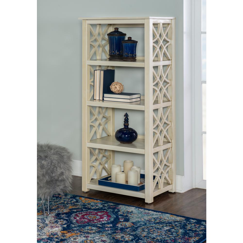 Linon Home Decor 54 5 In Off White Wood 4 Shelf Accent Bookcase Off White Wood 4 Shelf Accent Bookcase