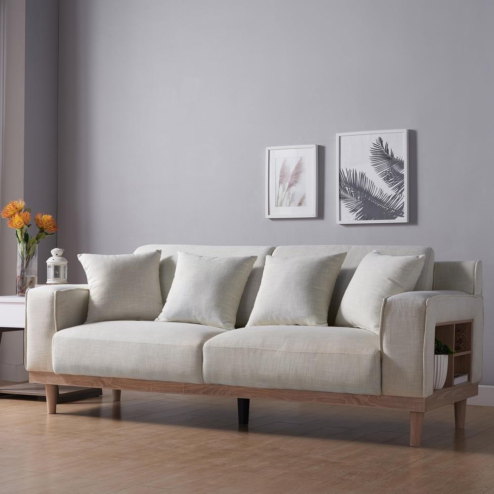 Furniture Of America Kasma Linen Cream Modern Sofa With Storage Kasma Linen Cream Modern Sofa