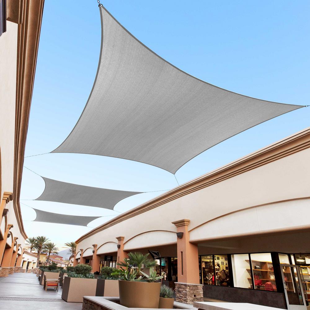 Colourtree 12 Ft X 12 Ft 190 Gsm Grey Square Sun Shade Sail Screen Canopy Outdoor Patio And Pergola Cover Taps12 9 The Home Depot