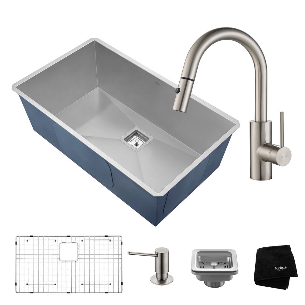 KRAUS Pax All in One Undermount  Stainless Steel 32 in 