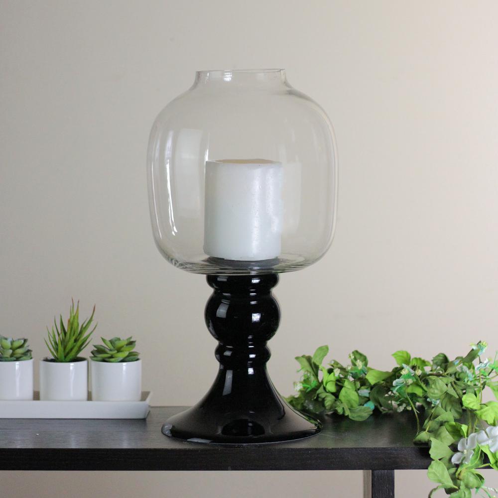 Northlight 17 75 In Transpa And Jet Black Gl Pedestal Pillar Transpa And Jet Black Gl Pedestal Pillar Candle Holder