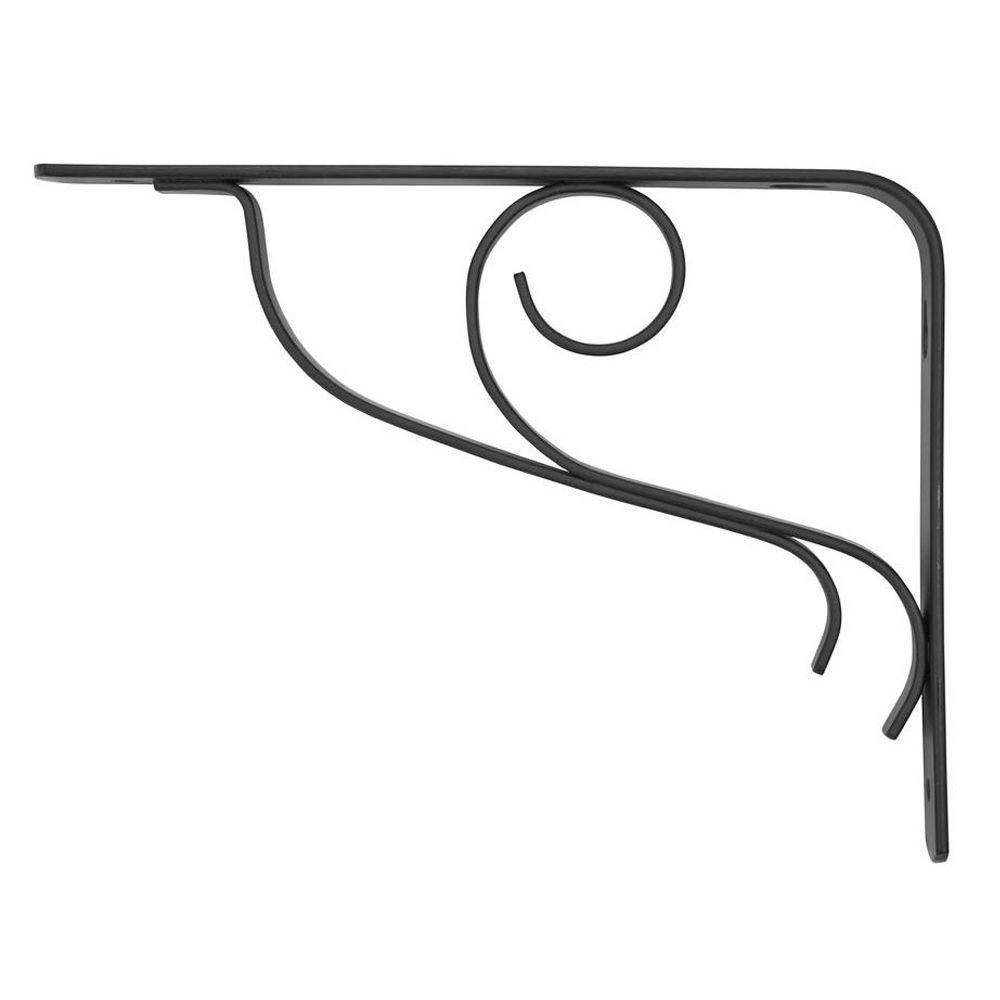 Rubbermaid 6 in. x 8 in. Black Steel Vine Decorative Shelf Bracket